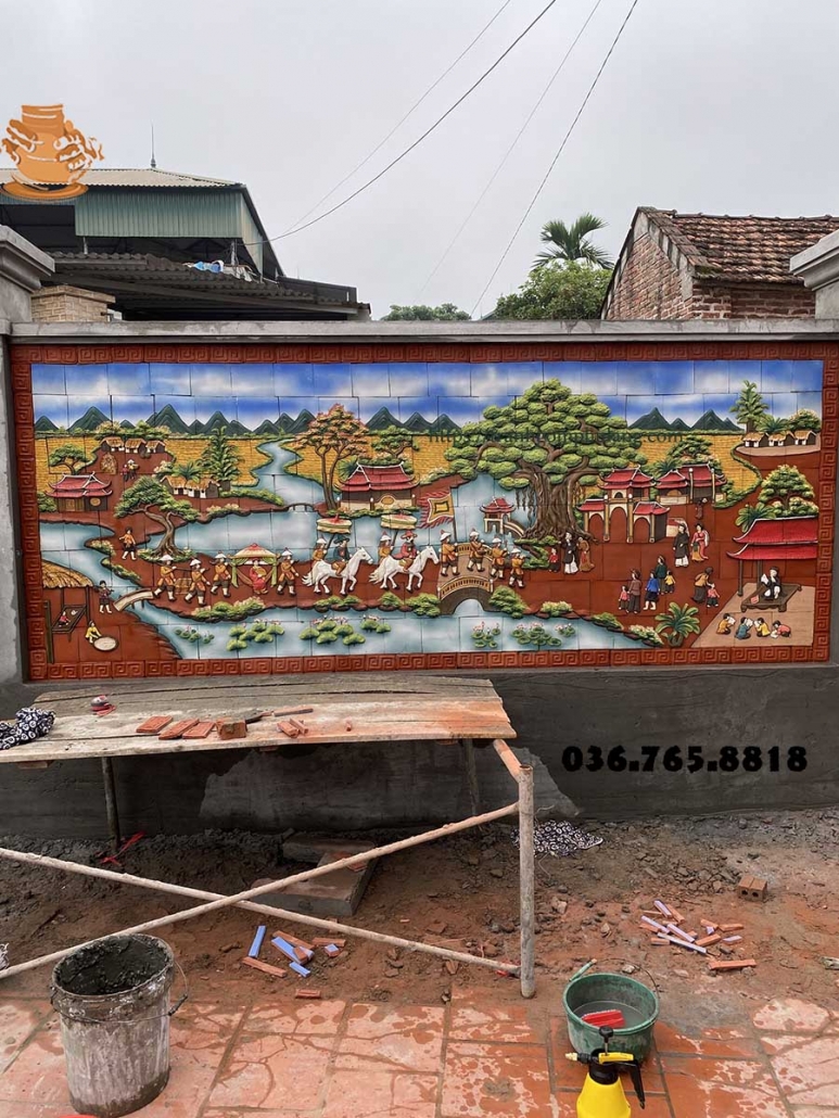 Mẫu tranh gốm vinh quy bái tổ đẹp