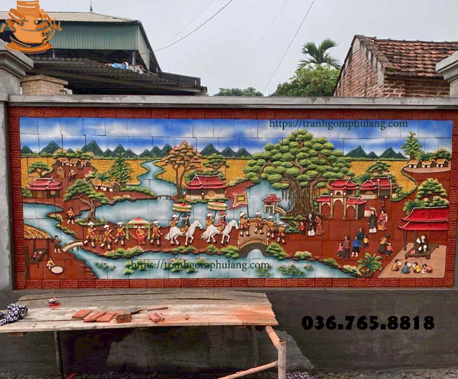 Mẫu tranh gốm vinh quy bái tổ