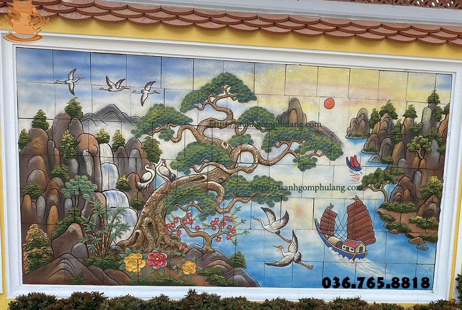 Tranh gốm thuận buồm xuôi gió