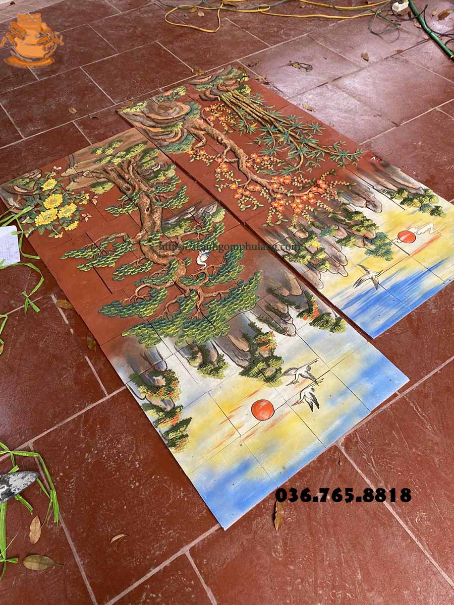Tranh gốm tứ quý